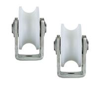 Nylon Groove Wheel,Sliding Gate Track Roller with 304 Stainless Steel Bracket,Heavy Duty Rigid Casters,for Inverted Track,Industrial Machines Carts,Wire Rope Rail,2pcs(U-typeSlot Width 22mm)