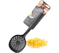 Nylon Head Skimmer Spoon Tool - Non Scratch Head, Ergonomic Soft Grip Handle, Large and Slotted for Liquid Draining, with A Handy Serrated Cutting Edge 2 in 1 Kitchen Tool. 5 Year Guarantee