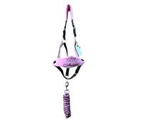 Nylon Horse Halter Headcollar with Lead Rope Fleece Padded Adjustable Pink Black Extra Full to Mini Shetland (Full)