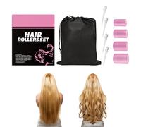 Nylon & Iron Hair Rollers Set - 7.87 Inch Self Adhesive Curlers | Heatless Curling Kit with Clips & Storage Bag | Long Medium Short Hair No Heat Damage Natural Curls Long Lasting Volume Styling