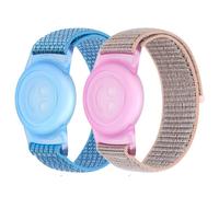 Nylon Kids Strap Compatible with Apple AirTag, Protective Case for Air Tag GPS Tracker Holder with Nylon Sport Loop Wristband, Adjustable Anti Lost Watch Band for Toddler Child Seniors