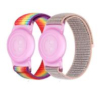 Nylon Kids Strap Compatible with Apple AirTag, Protective Case for Air Tag GPS Tracker Holder with Nylon Sport Loop Wristband, Adjustable Anti Lost Watch Band for Toddler Child Seniors