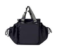 Nylon Large Capacity Diaper Bag Tote Multi-pocket Shoulder Bag for Mom (Black)