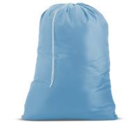 Nylon Laundry Bag - Locking Drawstring Closure and Machine Washable. These Large Bags will Fit a Laundry Basket or Hamper and Strong Enough to Carry up to Three Loads of Clothes. (Light Blue)