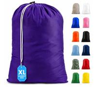 Nylon Laundry Bag - Purple, 30” x 40” - Sturdy rip and tear resistant nylon material with drawstring closure. Ideal machine washable nylon laundry bags for college, dorm and apartment dwellers.