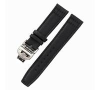 Nylon Leather Watch Strap Adjustable Clasp Watchband Replacement Watch for I/W/C Pi&Lot's Aqua-Timer Portug-Ieser-Black with Silver Buckle 22Mm/Black with Silver Buckle/22Mm