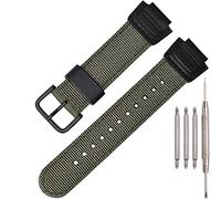 Nylon Leather Watch Strap Compatible with Casio 16mm Series DW5900 5600 6900 MCW100 AWGM100 GA100 110 GLS-100 Men's Watch Replacement Band (Armygreen BBuckle)