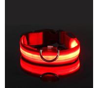Nylon LED Luminous Dog Collar Adjustable Flashing Luminous Dog Collar Night Anti-lost Dog Light Collar Outdoor Dog Safety Collar For Chihuahua Pug French Bulldog,Red,M
