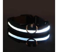 Nylon LED Luminous Dog Collar Adjustable Flashing Luminous Dog Collar Night Anti-lost Dog Light Collar Outdoor Dog Safety Collar For Chihuahua Pug French Bulldog,black,M