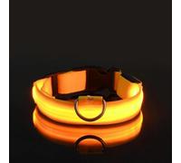 Nylon LED Luminous Dog Collar Adjustable Flashing Luminous Dog Collar Night Anti-lost Dog Light Collar Outdoor Dog Safety Collar For Chihuahua Pug French Bulldog,Yellow,M