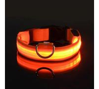 Nylon LED Luminous Dog Collar Adjustable Flashing Luminous Dog Collar Night Anti-lost Dog Light Collar Outdoor Dog Safety Collar For Chihuahua Pug French Bulldog,Orange,XL