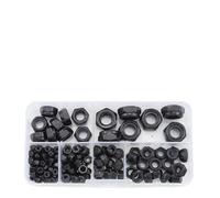 Nylon Lock Nut Set Black Zinc Plated Carbon Steel M2-M12 Hexagon Locknut Self Locking Nut Assortment Kit DIN985(Black m3-m10 138pcs)