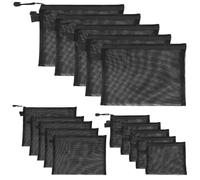 Nylon Mesh Cosmetic Bag,15Pcs Small Toiletry Bags with Zipper,Portable Black Makeup Pouches Pen Pencil Organizer,Office Supplies Travel Accessories for Women Men (A4/A5/B6*5pcs