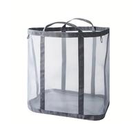 Nylon Mesh Laundry Basket,Dirty Clothes Organizer,Wall-Mounted Laundry Basket, Collapsible Nylon Mesh Hamper with Reinforced Carry Handles(Grey)