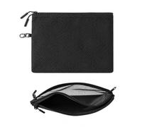 Nylon Mesh Travel Organizer Pouch,Dual Zipper Compartments,10.2 x 7.5 in | Slim Pouch for Toiletries,Cables,Cosmetics,Purse,Backpack,Luggage,Black,1 Pack