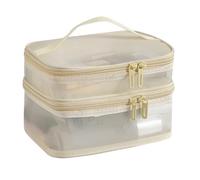 Nylon Meshes Travel Toiletry Bag Double Compartment Cosmetic Organizers Women Men Make Up Storage Solution Double Layer Cosmetic Organizers