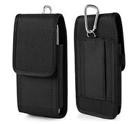 Nylon Mobile Phone Holster for iPhone Air 16 Plus 15 Pro Max 14 13 12 11 Pro Max Samsung Galaxy S25+ S24+ S23+ S22 Plus S23 FE S21 S20 Google Pixel 9a 10 9 8 Belt Clip Loop Phone Pouch Case Holder (L)