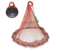 Nylon Monofilament Cast Net, American Style Hand Throwing Fishing Net with Iron Chain Weights for Saltwater and Freshwater, 3/8 Inches Mesh10FT