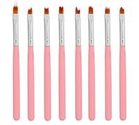 Nylon Nail Art Brush Set 8pcs Pink for French Tips
