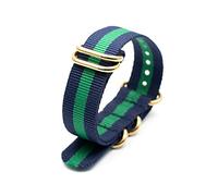Nylon Nato Watch Band 18mm 20mm 22mm 24mm Sport Strap with Gold Stainless Steel 5 Rings Buckle, 18mm