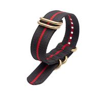 Nylon Nato Watch Band 18mm 20mm 22mm 24mm Sport Strap with Gold Stainless Steel 5 Rings Buckle, 20mm