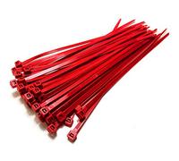 Nylon Plastic Cable Ties Long and Wide Extra Large Zip Ties Black and White wrap 50 pieces (Red, 4.8mm x 200mm)