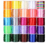 Nylon Satin String, Cridoz 25 Rolls Satin Rattail Cord Silky Beading String for Kumihimo, Braided Bracelets, Pendants Necklace, Macrame Craft, Keychains Lanyards, Drawstring Bags, Beading