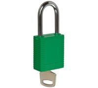 Nylon Security Padlock, 38.50mm x 86.50mm x 19.50mm, Green, Pack of 6