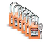 Nylon Security Padlock, 38.50mm x 86.50mm x 19.50mm, Orange, Pack of 6