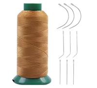 Nylon Sewing Thread Hair Weaving Thread High Intensity Polyamide Hand Sewing Thread for Sewing Wigs Leather Canvas Beading and Jeans with Various Needles 2000Yards 210D/3 (Amber Yellow)