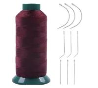 Nylon Sewing Thread Hair Weaving Thread High Intensity Polyamide Hand Sewing Thread for Sewing Wigs Leather Canvas Beading and Jeans with Various Needles 2000Yards 210D/3 (Wine red)
