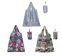 Nylon Shopping Bags Foldable Lightweight - 3 Pcs Shopper Bag Reusable Portable Lightweight Eco Friendly Grocery Pouch Waterproof Large Washable Foldaway with Handle for Women Ladies - D28308