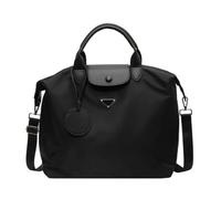 Nylon Shoulder Bag Waterproof Travel Tote Bag Men's and Women's Large-capacity Commuter Portable Fitness Luggage Bag (black,one size)