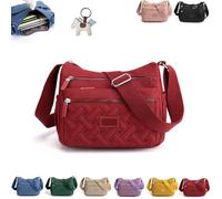 Nylon Shoulder Messenger Bag, 2025 New Luxury Large Capacity Multi Pocket Waterproof Travel Crossbody Bags for Women(Red)
