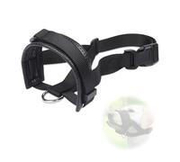 Nylon Soft Dog Muzzle, With Head Strap and Adjustable Loop,No More Chafing,for Dogs Prevent Anti Biting and Chewing,Dog Head Halter with Safety Strap,Padded Head collar(L, Black)