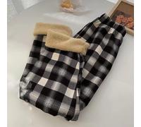 Nylon Spandex Straight Leg Trousers Checkered Print