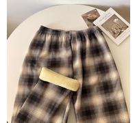 Nylon Spandex Straight Leg Trousers Checkered Print