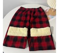 Nylon Spandex Straight Leg Trousers Checkered Print