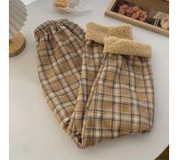 Nylon Spandex Straight Leg Trousers Checkered Print