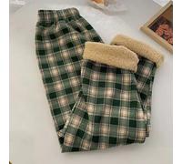Nylon Spandex Straight Leg Trousers Checkered Print