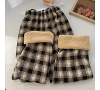 Nylon Spandex Straight Leg Trousers Checkered Print