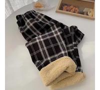 Nylon Spandex Straight Leg Trousers Checkered Print