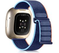 Nylon Sport Loop Band Compatible with Fitbit Sense/Fitbit Versa 3/ Versa 4/ Sense 2 Bands Women Men, Adjustable Stretchy Braided Workouts Replacement Accessories Straps for Versa 4 Bands