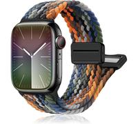 Nylon Sport Loop Watch Bands Compatible with Apple Watch Band Ultra 2 1 49mm 46mm 45mm 44mm 42mm,Soft Braided Woven Magnetic Clasp Strap for Women Men Series 10/9/8/7/6/5/4/3/SE - Camouflage colorful