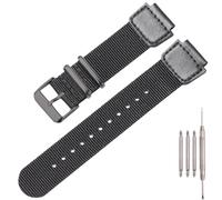 Nylon strap Compatible with Casio A158W AE1200WH W-800H MRW-200H watch band Metal ring replacement bracelet (Black Blackbuckle)