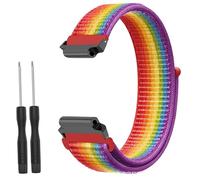 Nylon Strap for Garmin Forerunner 235 Lite 735XT 230 220 630 620 Watch Band for Approach S20 S6 Wriststrap Bracelet Metal connectors (Red Rainbow)