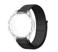 nylon Strap for Garmin Forerunner 965 47mm Ultra light fast drying Watch Band Compatible with Garmin F965 Protector Case transparent TPU Soft Cover Bumper (black_F965 47mm)