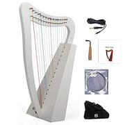 Nylon strings Irish Celtic harp with durable bag, tuning wrench and spare strings, 15 strings mahogany harp, suitable for music lovers, beginners, children, adults (Color : White)