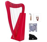 Nylon strings Irish Celtic harp with durable bag, tuning wrench and spare strings, 15 strings mahogany harp, suitable for music lovers, beginners, children, adults (Color : Purple-Red)
