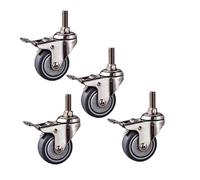 Nylon Swivel Castor Wheel,Furniture Caster,Caster Wheels with Brake Lock,Replacement Castors,Universal 360 Degree Rotating,M10 Threaded Stem,4 Pcs (1.5 inch,Brake) (Color : Swivel, Size : 1.5 inch) (